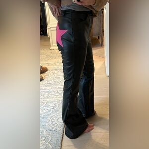 Nasty Gal Black Faux Leather Flare Pants
